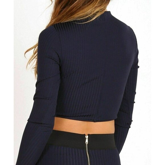 Noe Undergarments Navy Blue Ribbed Crop Top - Picture 3 of 10